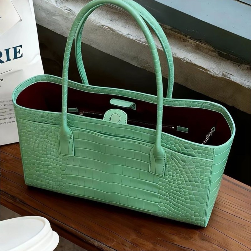 Interior Design High End - Vintage Yeşil Tote Çanta Kadın Sahte