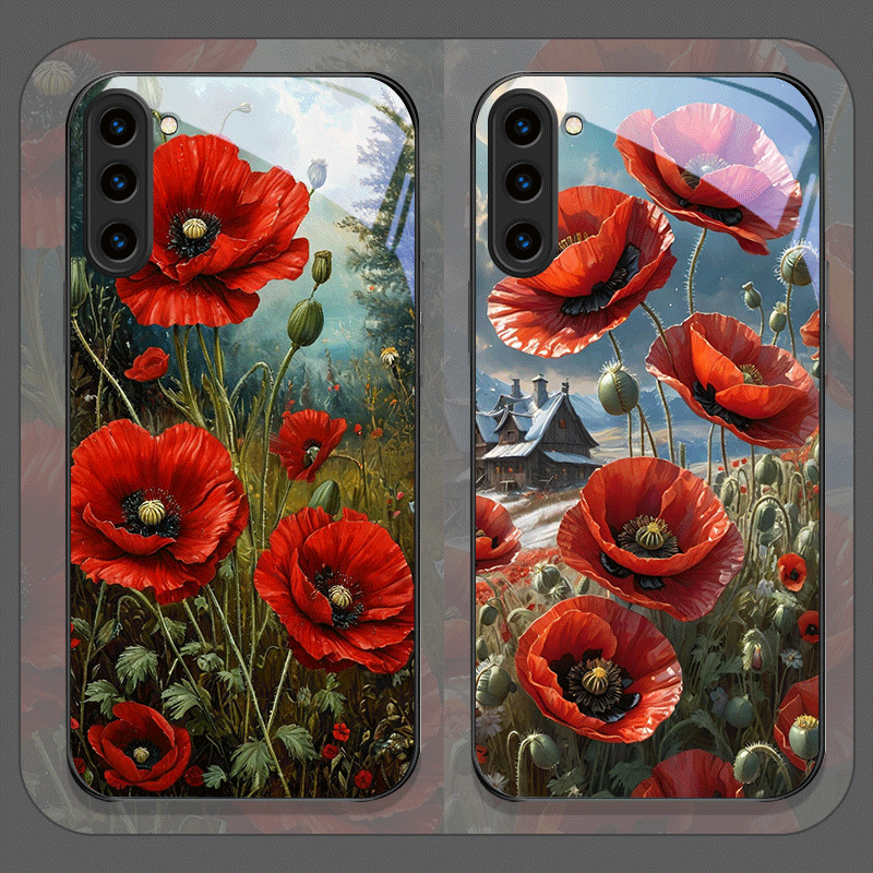 Vase Decor - Retro Gelincik Çiçeği Çiçekleniyor Sıcak Kırmızı