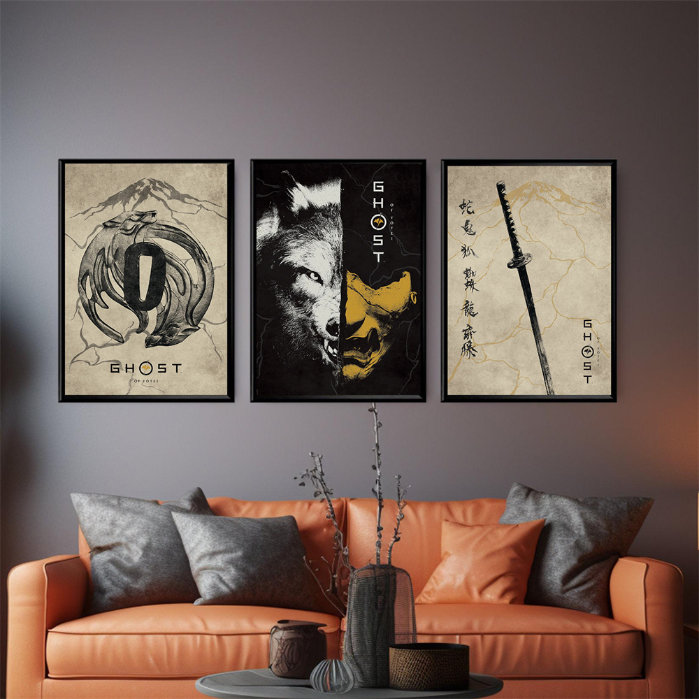 Interior Design Living Room - Yotei'nin Hayaleti Poster Oyunu Retro Samuray