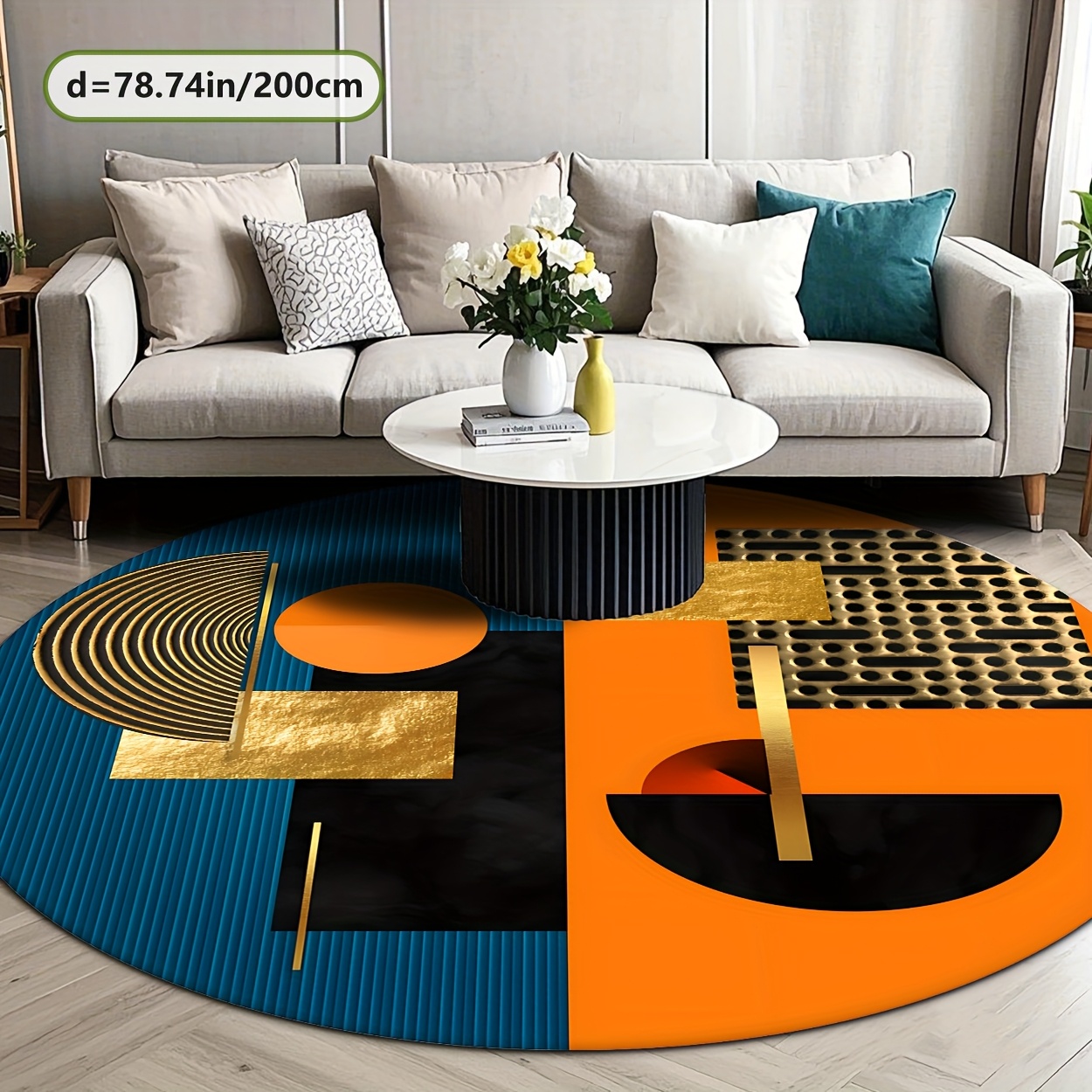 Turuncu Mavi Altın Soyut Geome - Interior Design High End incelemesi ve fiyatı