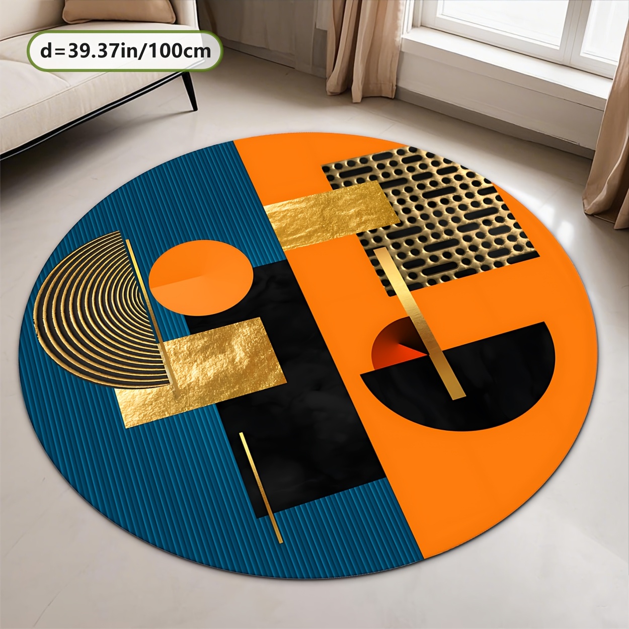 Turuncu Mavi Altın Soyut Geome - Interior Design High End incelemesi ve fiyatı